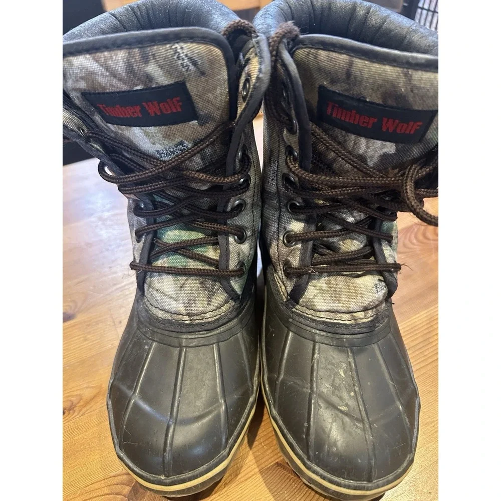 Timber Wolf  Thermolite Camo Boots Size 5 Hunting‎ Snow Waterproof Lace Up